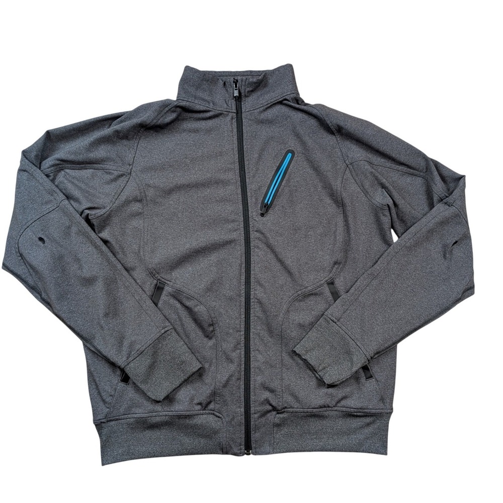Lululemon Mens Gray Full Zip Track Jacket Thumbhole Activewear Training Coat